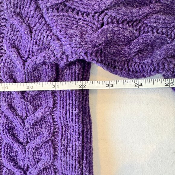 Polo Ralph Lauren Wool/Angora Shawl Collar Cable Knit Pullover Sweater  - Purple - Picture 8 of 12